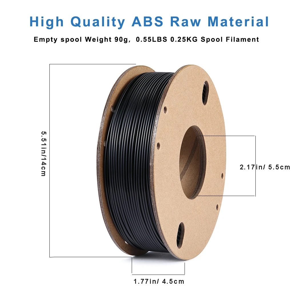 3D Printer Filament ABS 3D Printing Filament 1.75mm Dimensional Accuracy +/- 0.02 mm, ABS 0.25KG Black