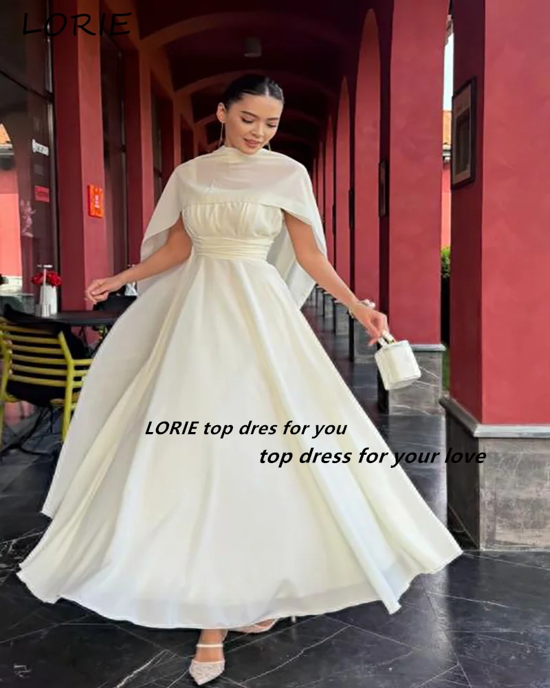 LORIE Elegant Lace Wedding Dresses Appliques High Neck A-Line Shawl Luxury Cloak Sweetheart Bridal Gown Customized Bride Dresses