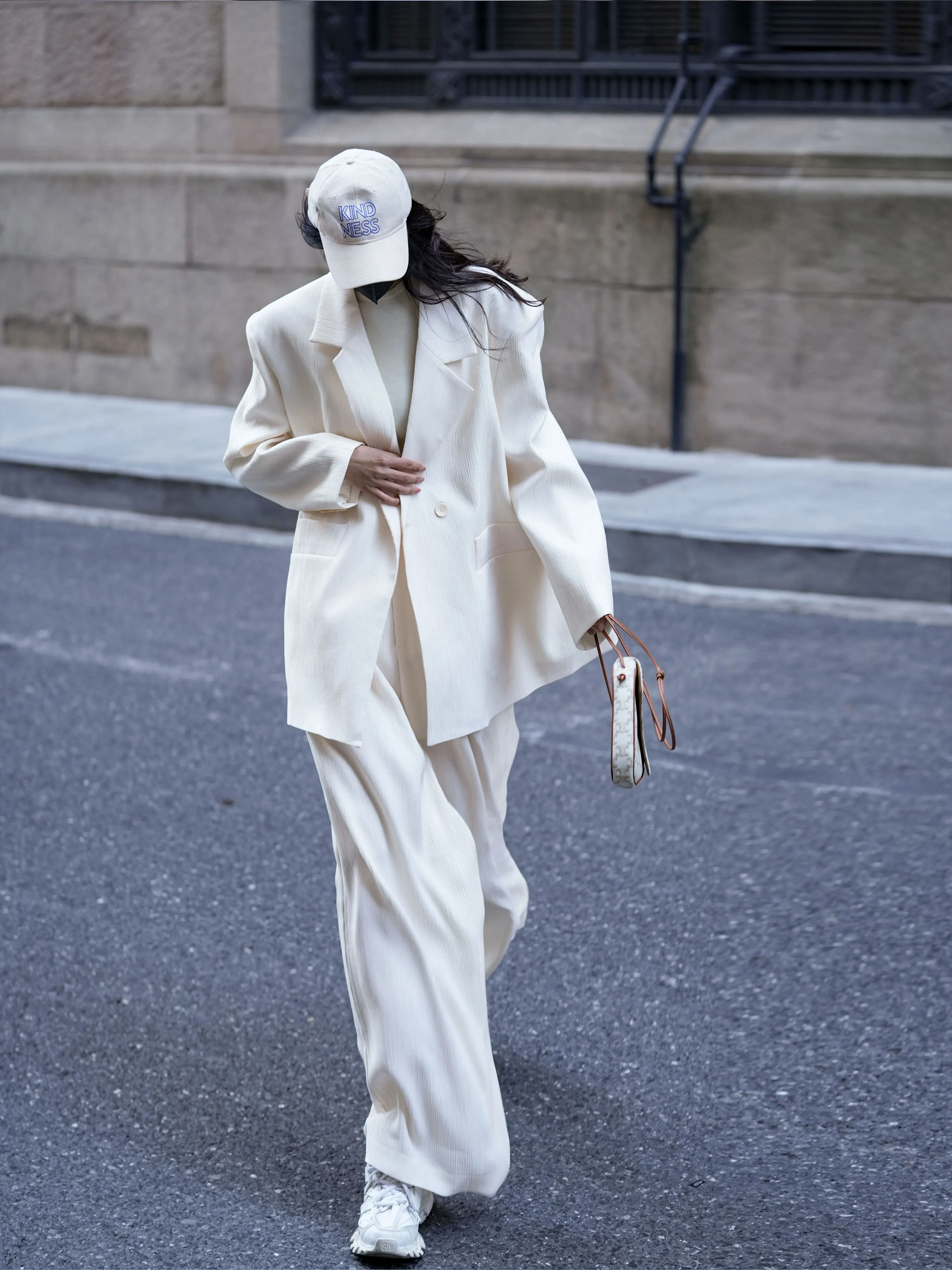 Luna7xi Women's Khaki Drapey Suit Jacket Commute Style Loose Fit Long Sleeve Classic Collar One Button Pure Color Autumn Fashion