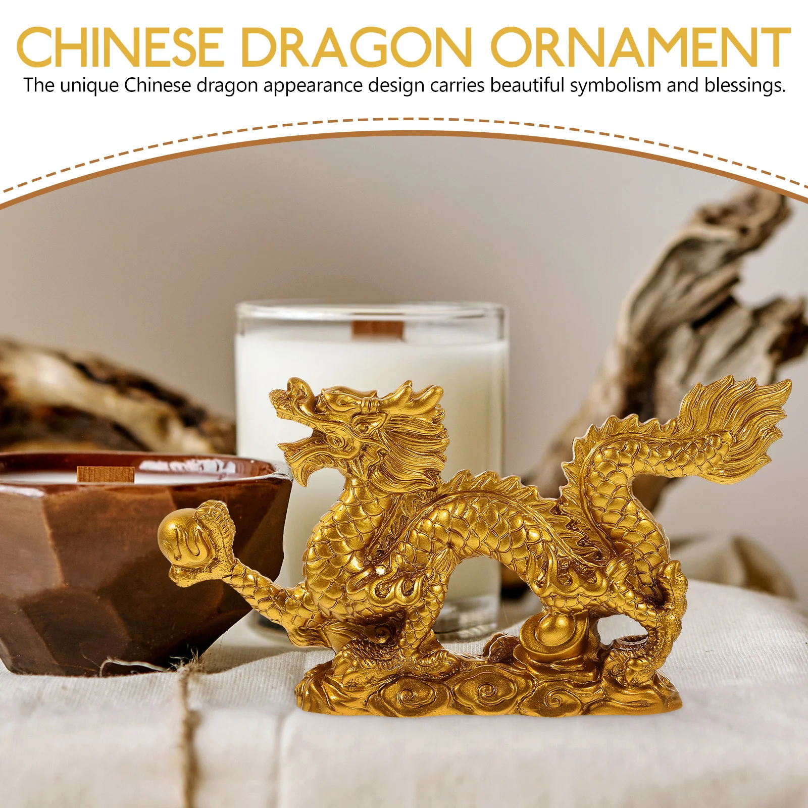 

Premium Chinese Dragon Adornment Unique Design Symbolic Strength Luck Tabletop Decoration Courtyard Ornament Dragon Statue