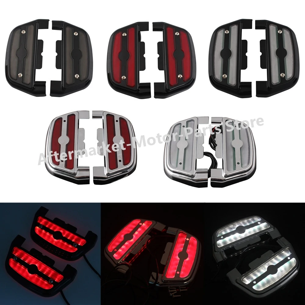 

Motorcycle LED Light Rear Foot Rests Passenger Footboard Footboard Cover For Harley Softail Touring Street Road Electra Glide