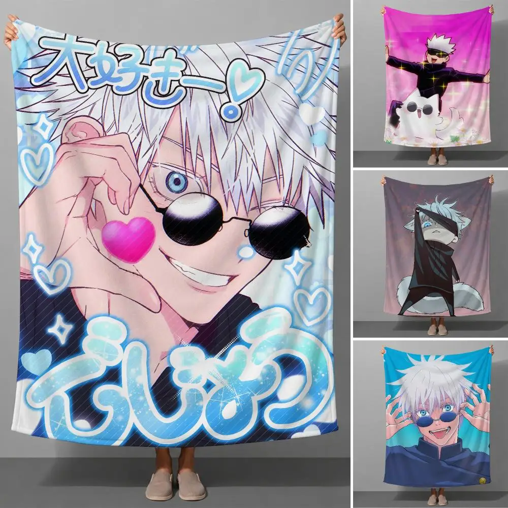 Anime S-Satoru Gojo Jujutsu Kaisen Throw Soft Flannel Throw Blanket for Couch Bed Sofa Warm Cozy Lightweight All Season