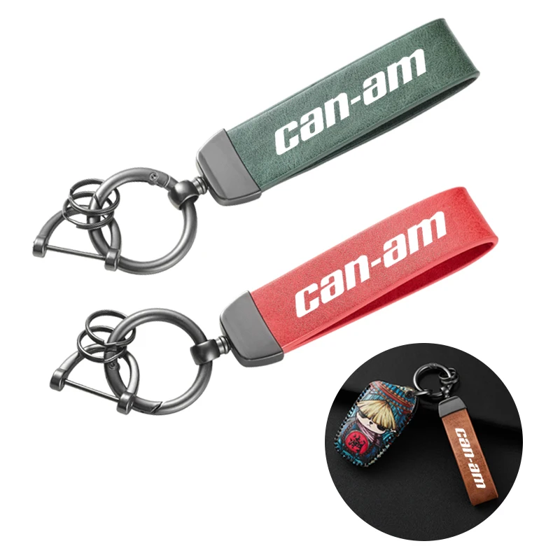 Motorcycle Color Changing Leather Trendy Brand Keychain For Bombardier Can-Am Canam Can Am Accessories