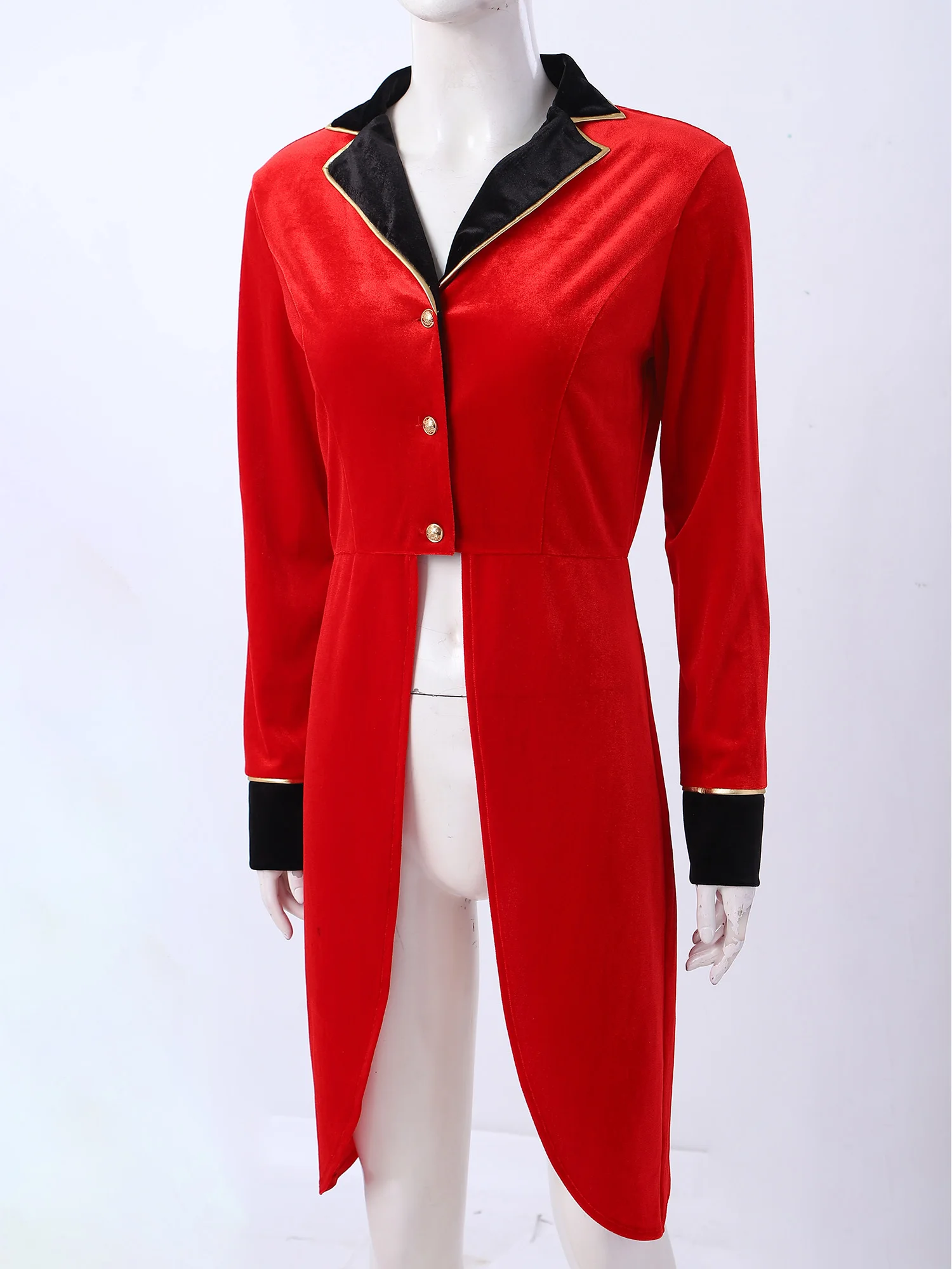 Womens Circus Ringmaster Jacket Tailcoat Showman Costume Halloween Carnival Cosplay Medieval Royal Princess Velvet Blazers Coat
