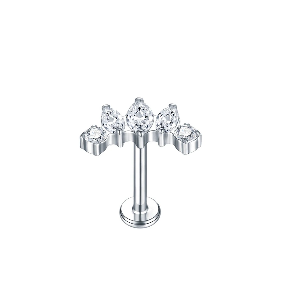 10 stks/partij Titanium Labret Ringen Piercing Kubieke Zirkoon Oor Tragus Earring Stud Conch Helix Daith Oor Piercings Vrouwen Sieraden 16G - afbeelding 1