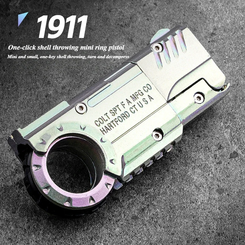 Agent 1911 Mini Ring Pistol Glock 007 Throwable Case Launcher Children's Adult Toy Stress Relief Kinetic Autism Toys