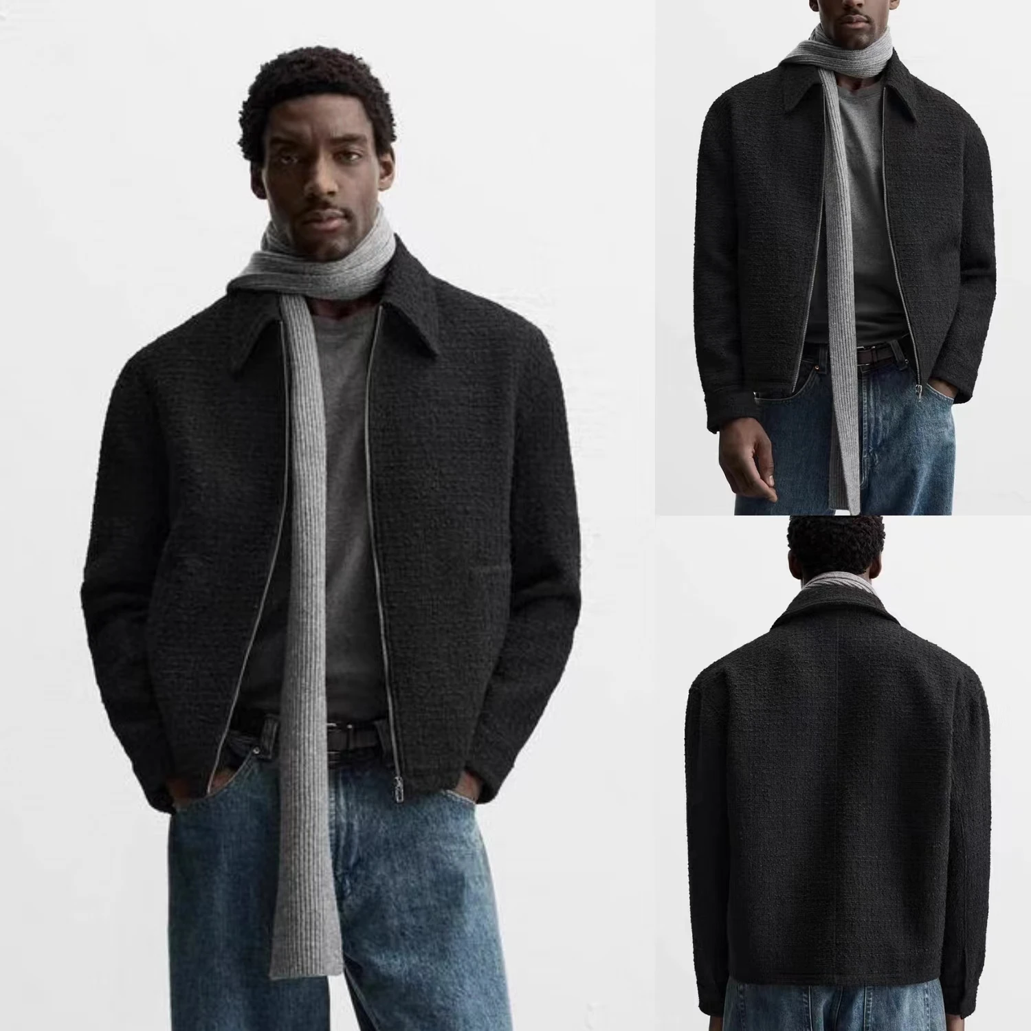 Spring New Men's Long Sleeve Texture Zipper Jacket Multi-Color Active Shirt Outerwear Standard Fit Casual Popular Style