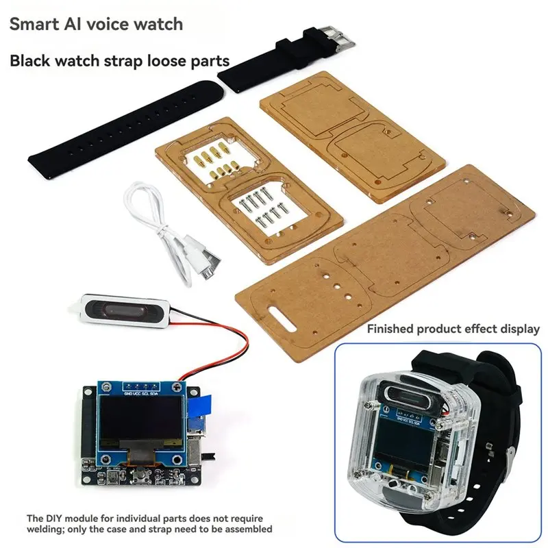 AS95-DIY kit de relógio eletrônico relógio eletrônico kit diy 0.96 Polegada display oled xiaozhi ai relógio de voz inteligente kit diy