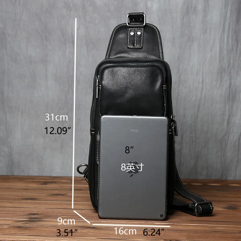Neue Echtes Leder männer Brust Tasche Handgemachte Top Schicht Rindsleder Umhängetasche Große Kapazität Schulter Tasche Trendy männer tasche NZPJ – Detail 2