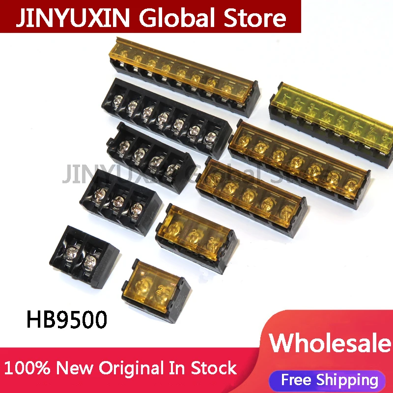 20Pcs HB9500 With lid With Cover 2P 3P 4P 5P 6P 7P 8P 9P 10P fence style terminal block spacing 9.5mm In Stock Wholesale