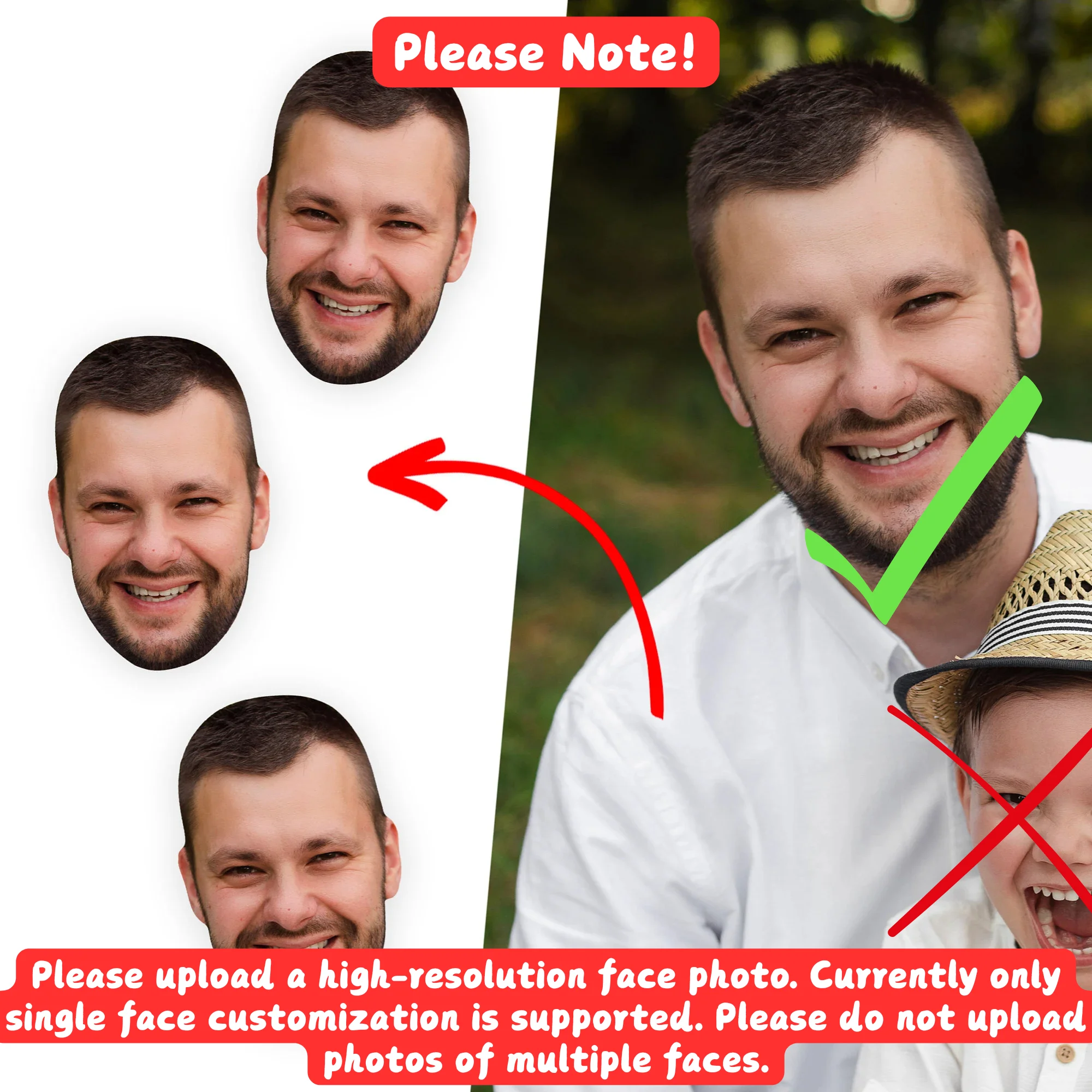 قصاصات الوجه. تتوفر خيارات متعددة بلمسة نهائية لامعة