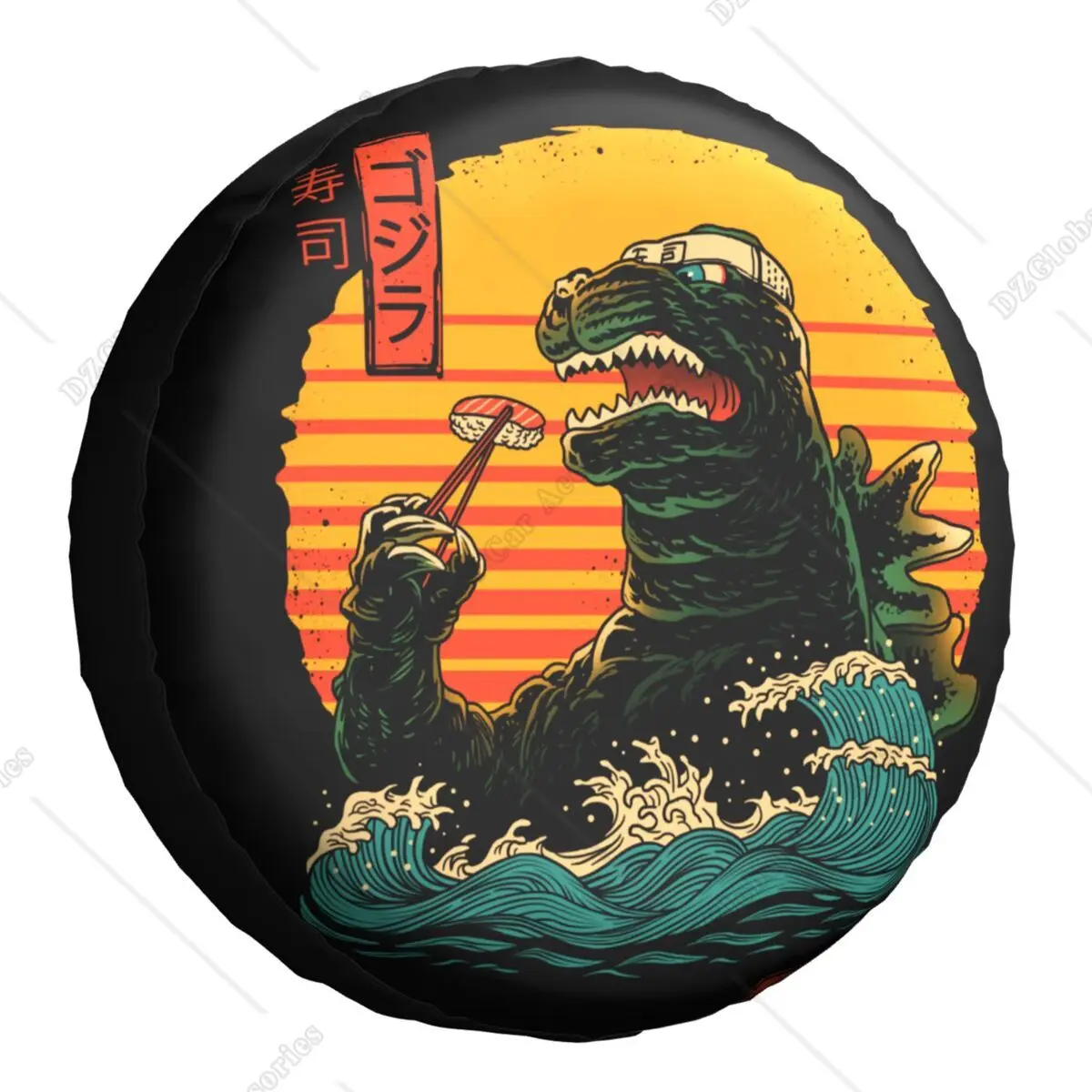 Cubierta de neumático de rueda de repuesto Retro King Of Sushi Universal para Honda CRV Kanagawa Wave Jeep RV SUV Camper 14 "15" 16 "17"