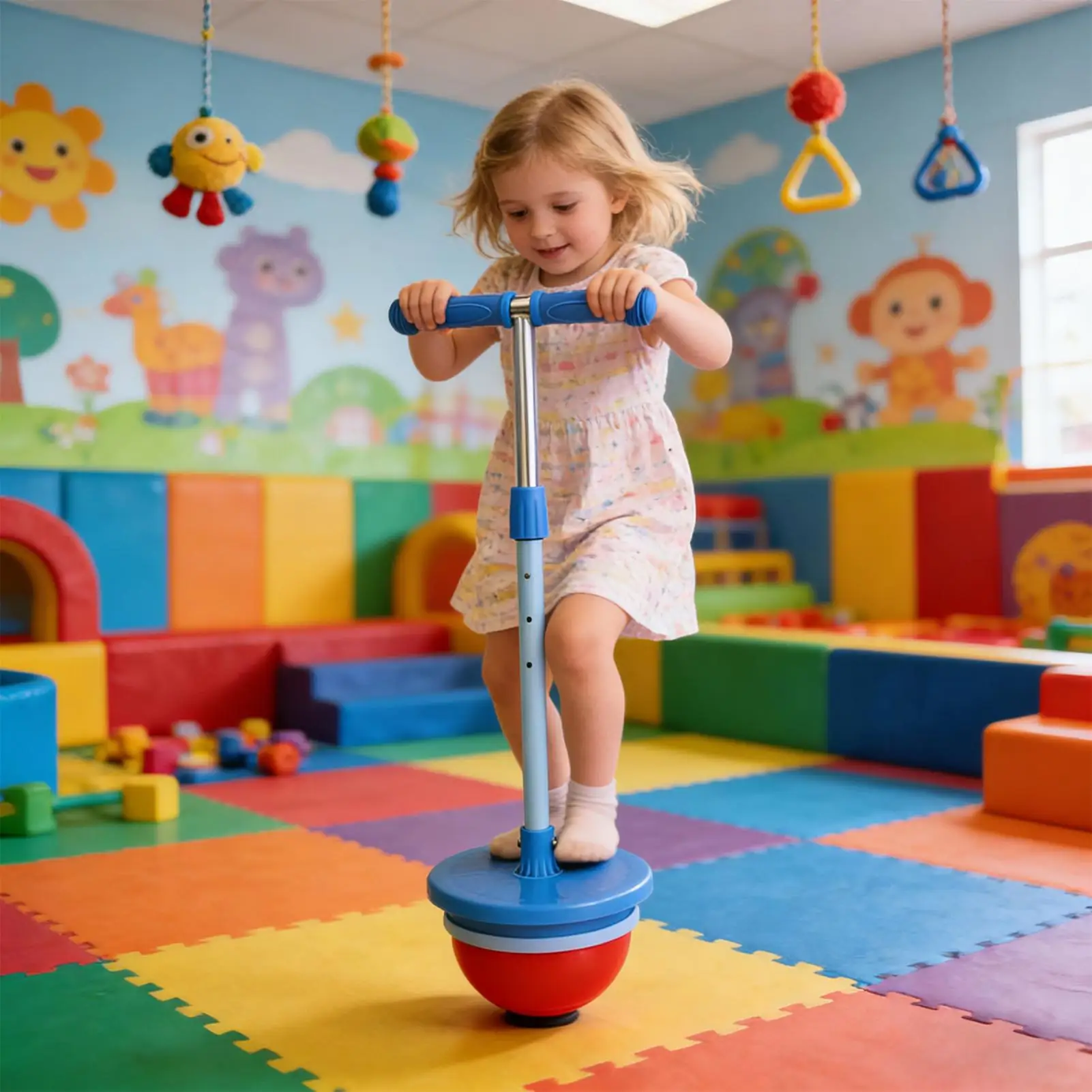 ลูกบอลเด้งสำหรับเด็ก ของเล่นทรงตัว ไม้จับพร้อมด้ามจับ ของเล่นกระโดดแบบยืดหดได้ สำหรับเล่นกลางแจ้งและในร่ม เด็กชาย เด็กหญิง ของขวัญคริสต์มาส วันเกิด วัยรุ่น