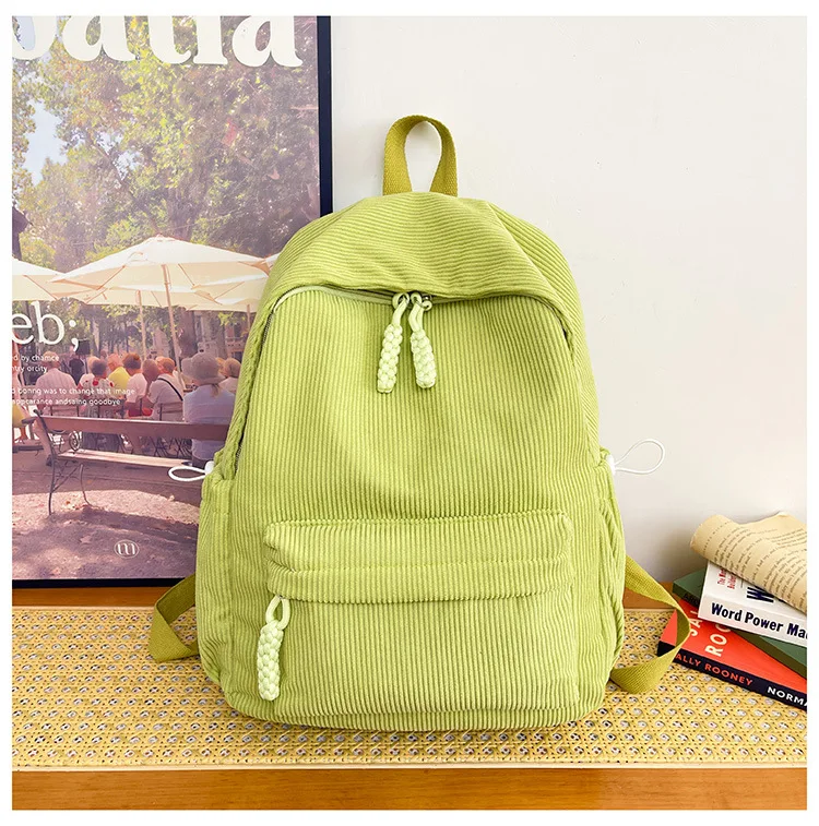 

Corduroy Women Schoolbag Backpack Training Anti-theft Shoulder Bag For Teenager Knapsack Unisex Classic Campus Port