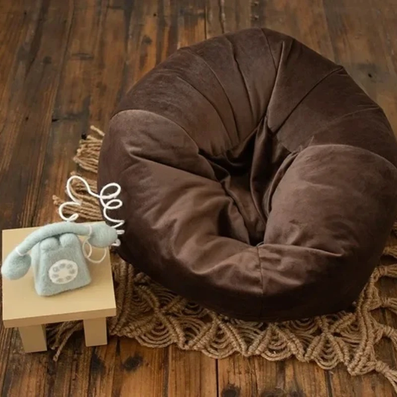 Newborn Baby Photography Props Handmade Wool Mini Telephone Decorations Posing Beanbag Side Table For Studio Shooting Photo Prop