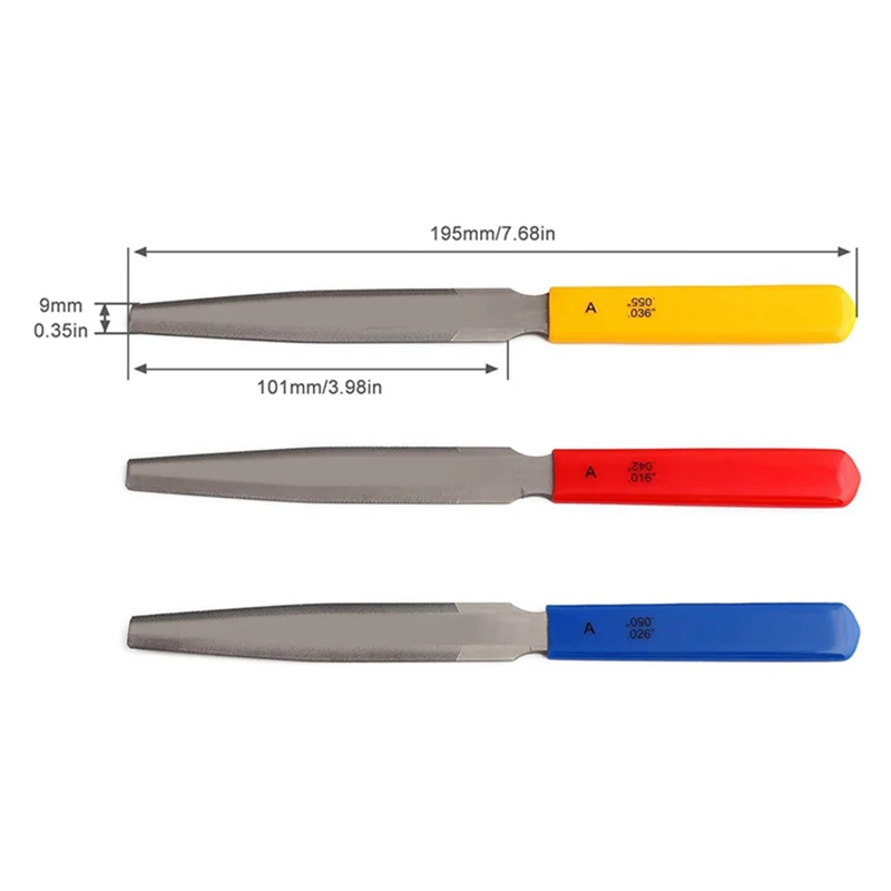 3 Pieces Conical Guitar Nut File Nut Slot File Set Double Edge Wire File Wooden Guitar Bass Wire Tool