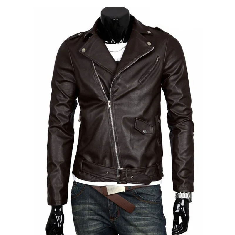 2025 New The Walking Dead Negan Cosplay Punk Men PU Jacket Motorcycle Fashion Slim Fit Leather Coat AA