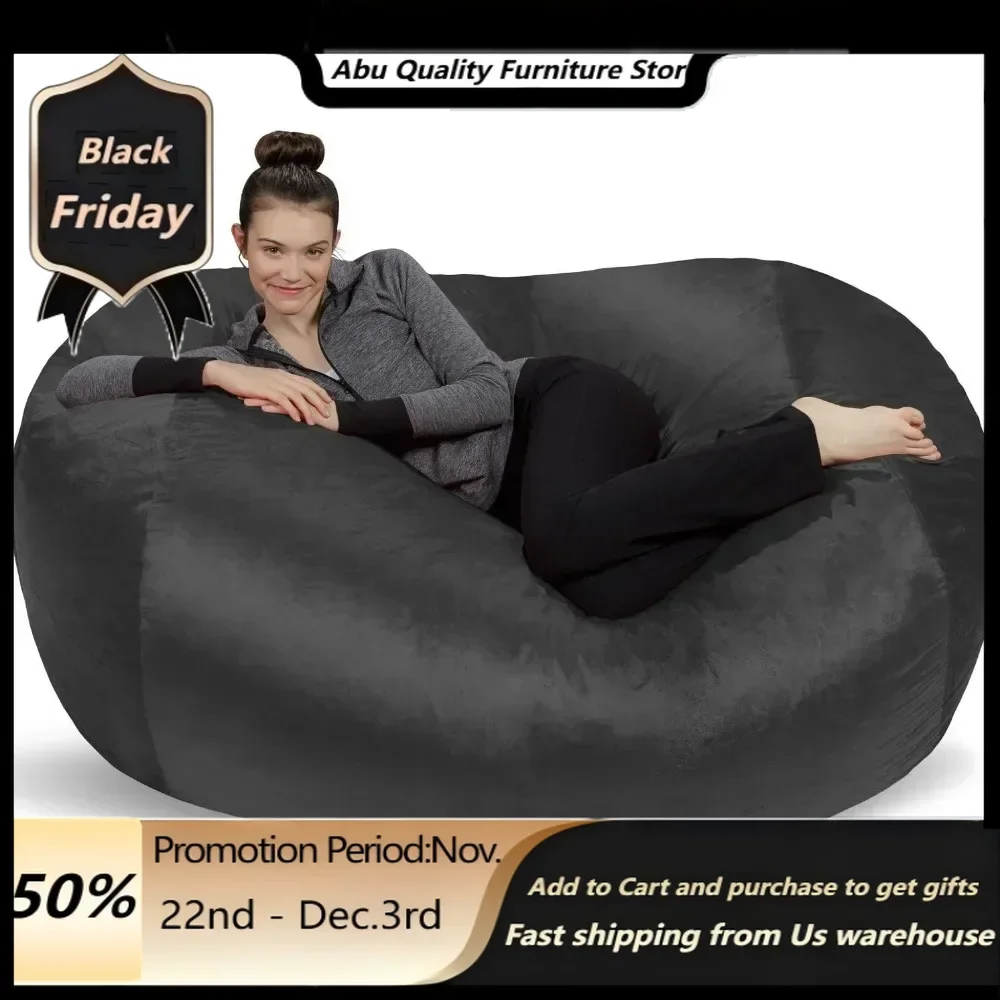 Outdoor Bean Bag Sofa, Plush Bean Bag Sofa with Super Soft Micro Sleeve - XL Memory Foam Filling, 6-foot Large Bean Bag Chair