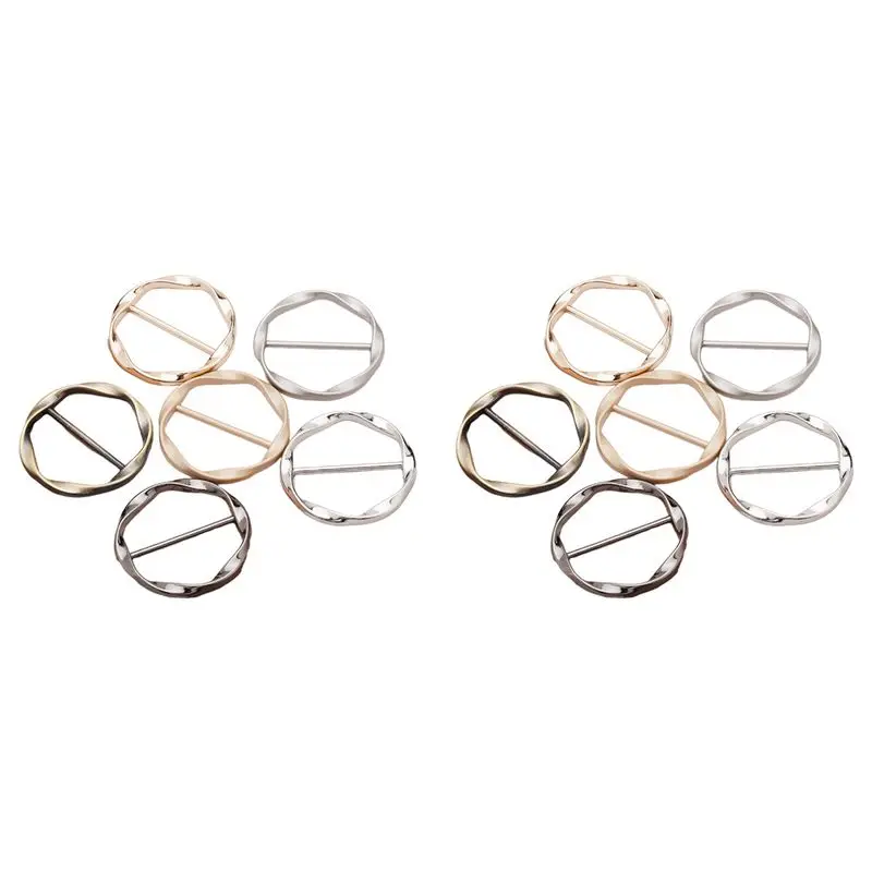 

TEXU 12Pcs Scarf Ring Clip T Shirt Tie Clips For Women Metal Tshirt Waist Tightener Buckle Clothing Ring Clip Accessories