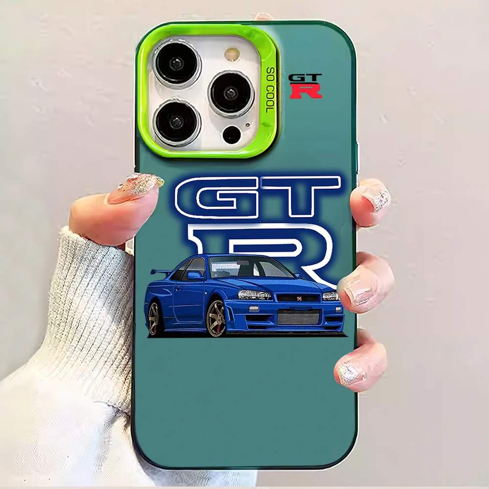 Luksusowe etui na telefon G-GTR Laser Sports Car do iPhone 12 11 13 14 15 16 Max Pro Plus IMD Shockproof Silicone Coque