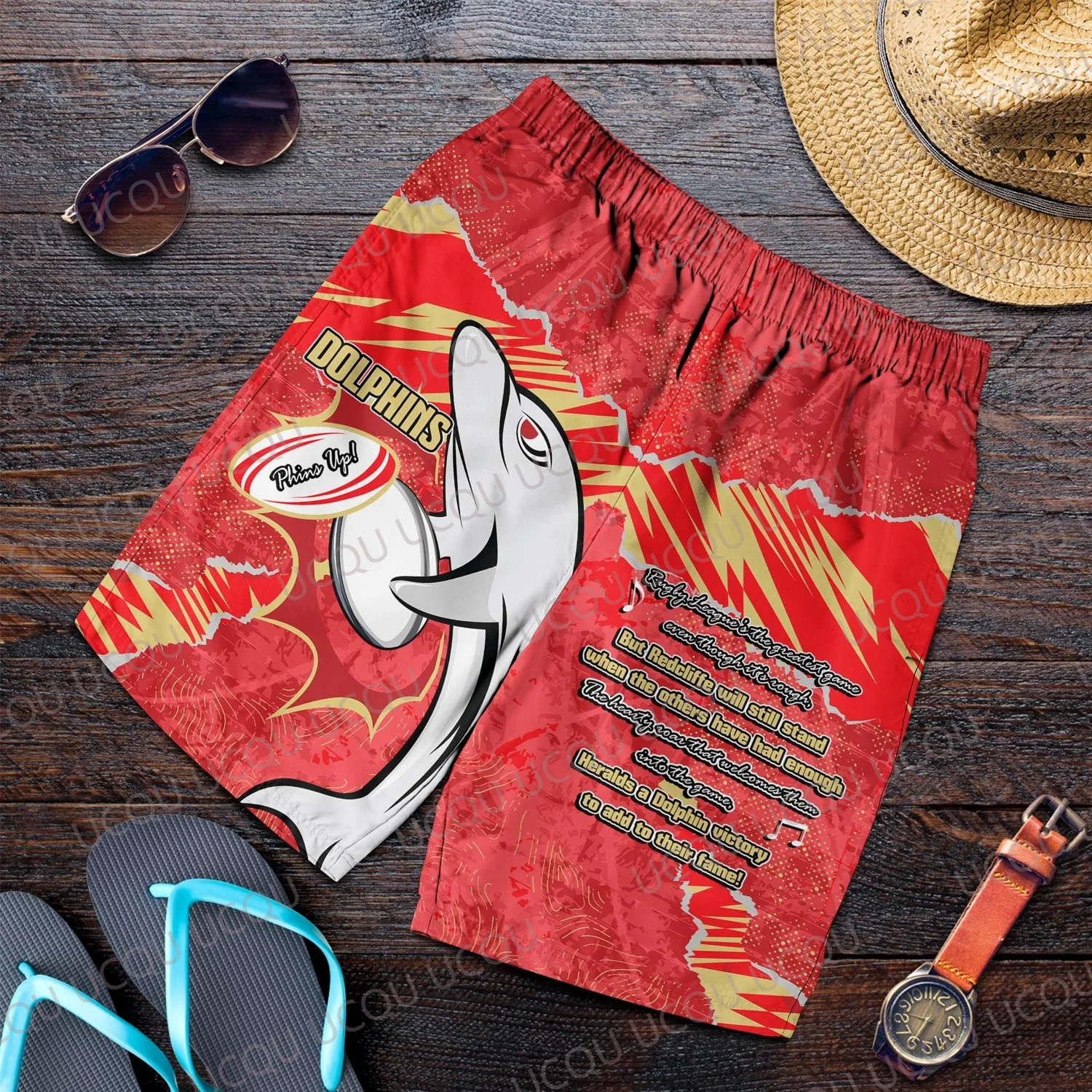 الدلافين الرجال السراويل الرياضية أستراليا الرجبي UCQU AI تصميم ثلاثية الأبعاد طباعة التدريب عداء ببطء رياضة سراويل رياضية كامل الحجم جديد 2025 #1