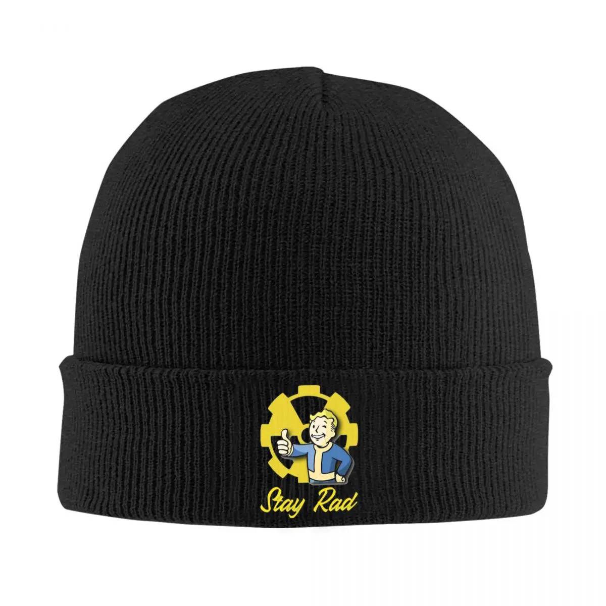 Stay Rad Vault-Tec Logo Beanie Hats Fallouting Game Casual Caps Female Male Gym Skullies Beanies Autumn Winter Warm Beanie Hat