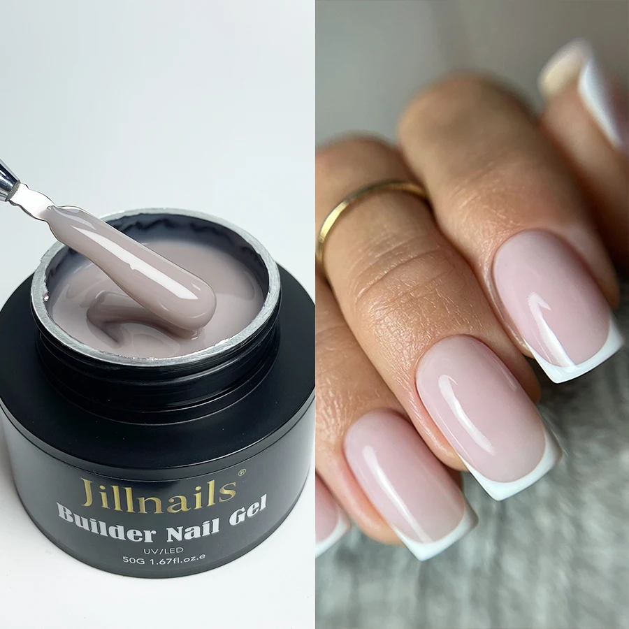 Jillnails Gel Nail Builder 50g Nude Milky White Pink Selbstnivellierendes mittelstarkes Gel für die Nagelverlängerung