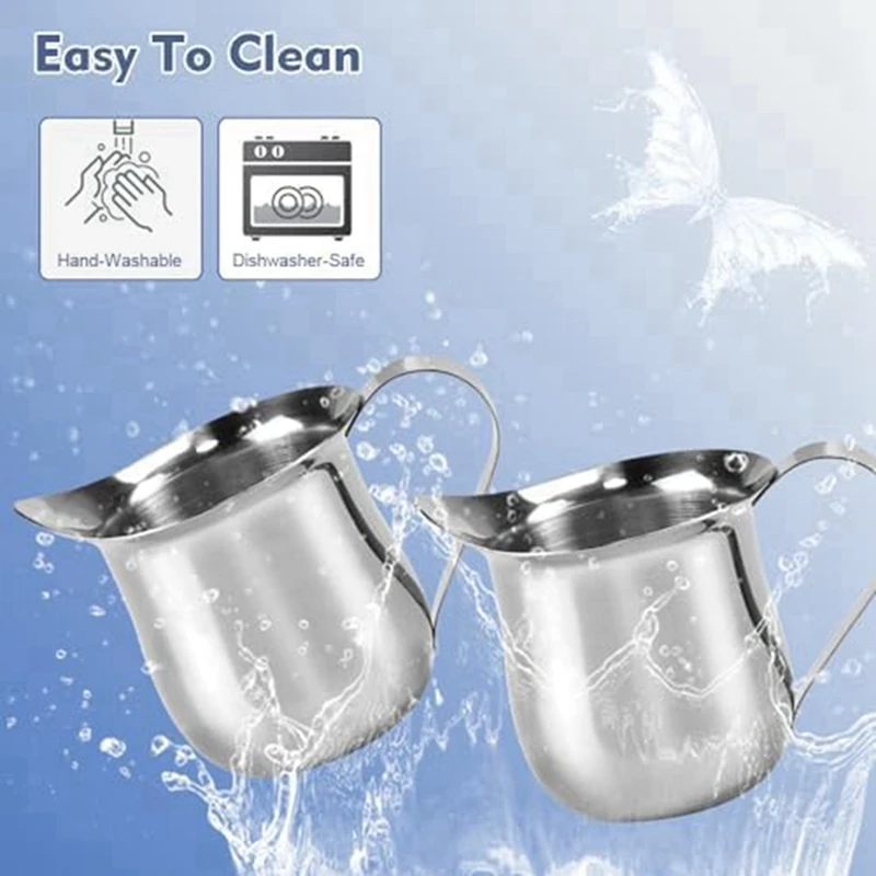 12 قطعة كريميات الجرس 90 مللي/3 أوقية إبريق كريمر صغير من الفولاذ المقاوم للصدأ كوب إبريق الحليب إبريق مزبد الحليب