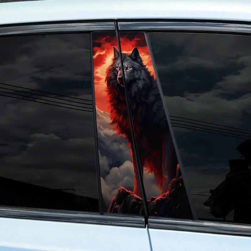 

1PC Wolf Car Stickers Auto B Pillar Waterproof Decoration Cover Scratches DIY Car Doors Pillar Sunscreen Animal Vinyl Decals