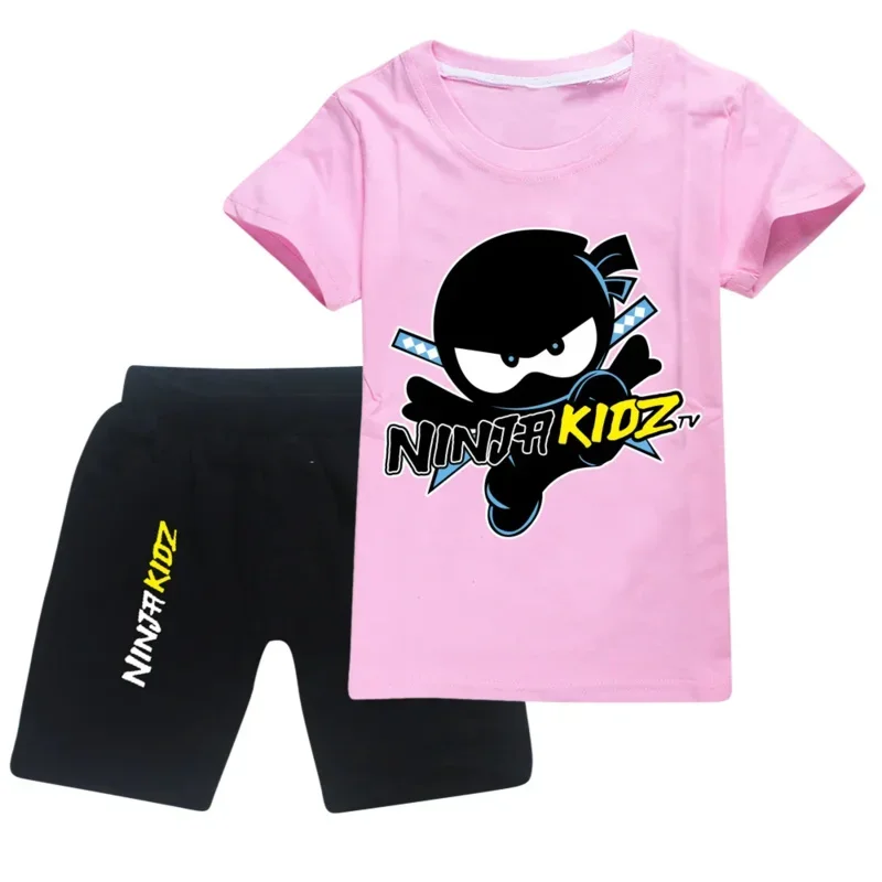 Sn60 Ninja Kidz kids clothes cotton sport tracksuits children sweatshirt T-shirts suit cartoon set teenager girls boys cloth1 &