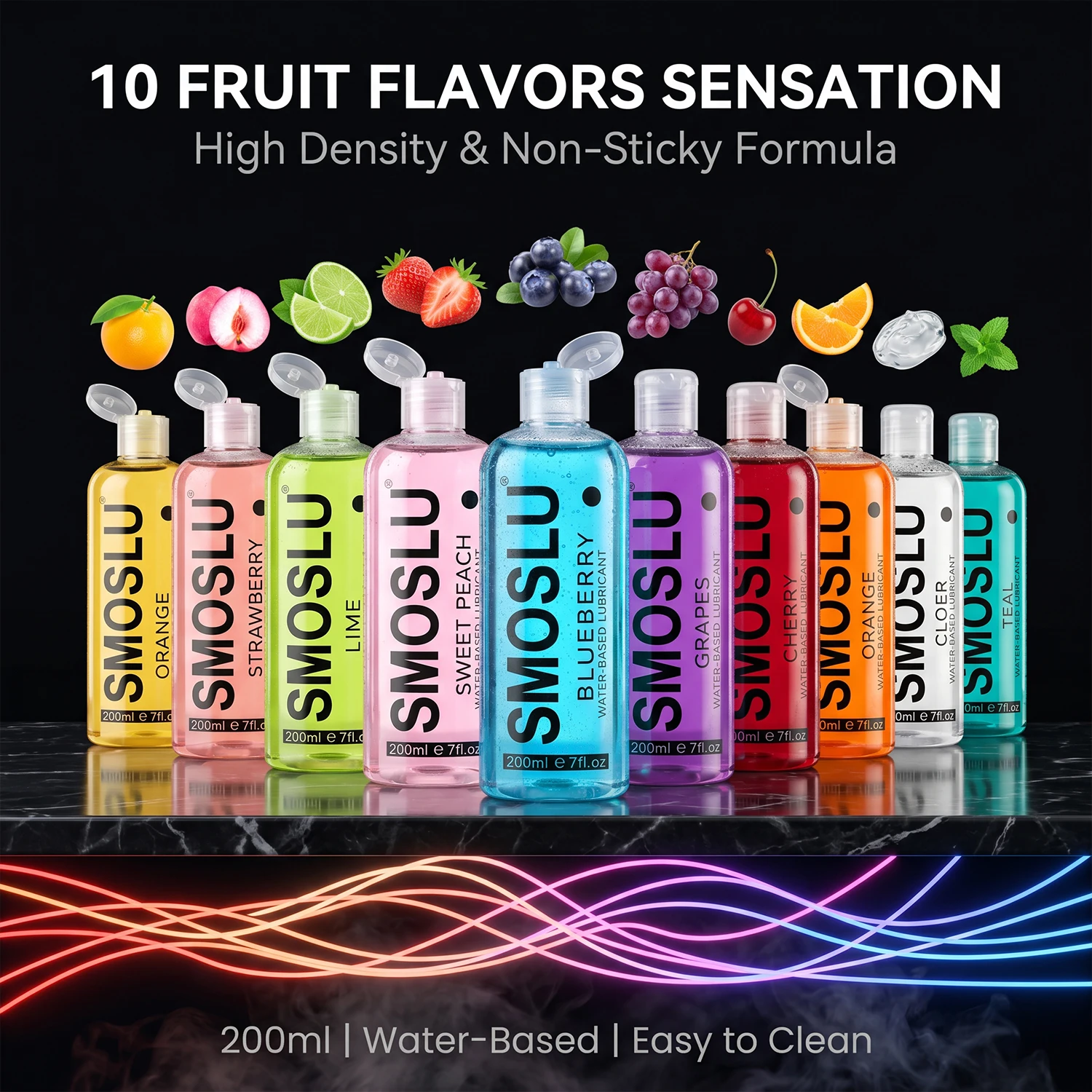 10-Flavor Water Based Personal Lubricantion 200ml  Body Massage Oil for Men, Sexy Fruit Flavored Intimate Gel, Easy Clean