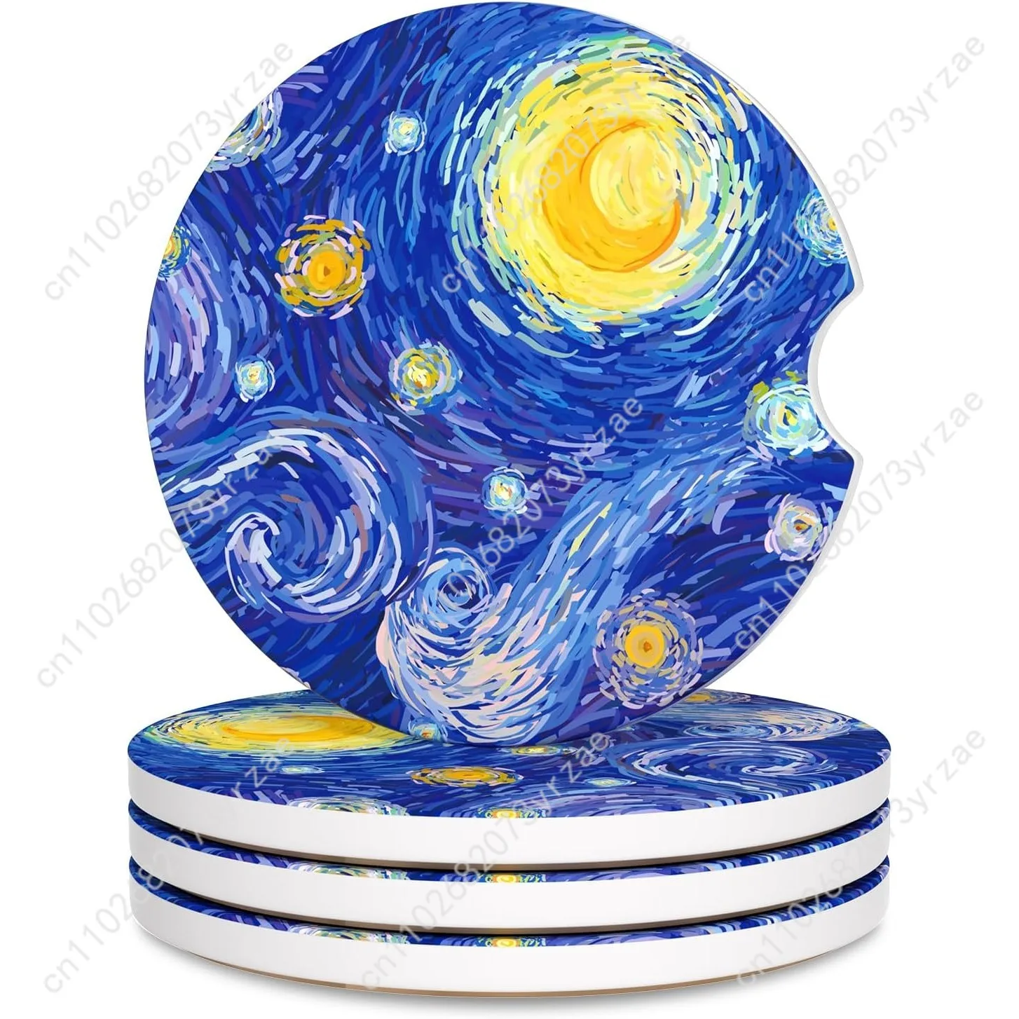 

The Starry Night Car Coasters 2pcs Absorbent Anti Slip Car Coasters Scalding Waterproof Easy Clean Car Interior Accessories