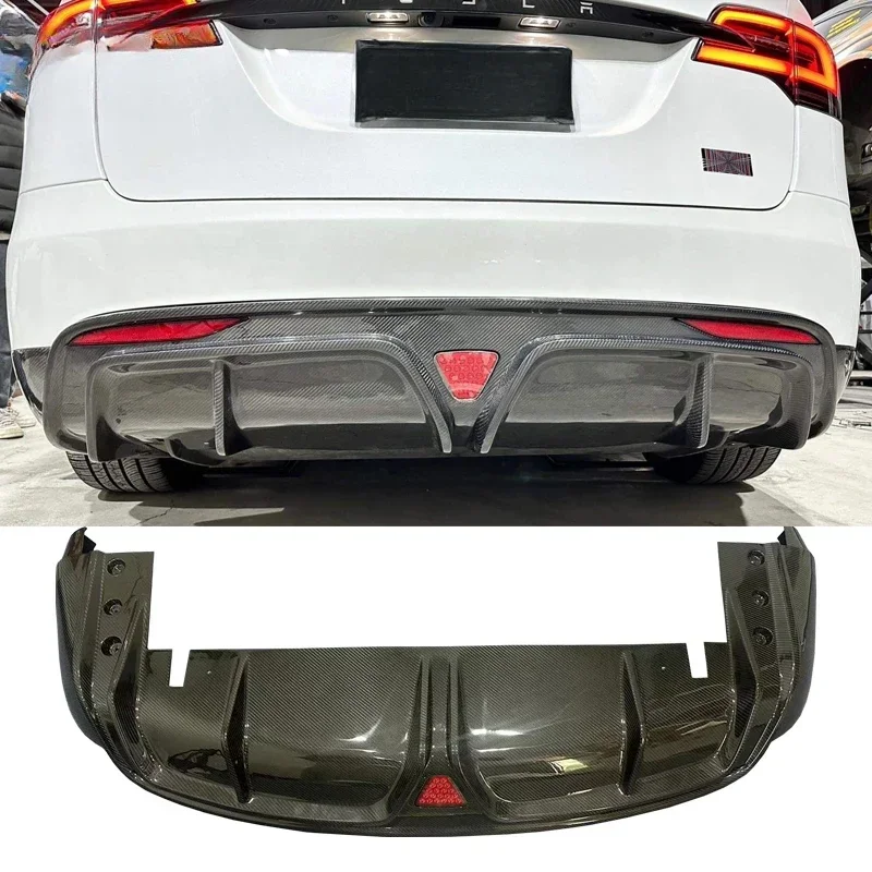 For Tesla Model X Plaid 2021 2022 2023 C Style Rear Diffuser Rear Bumper Carbon Fiber Car Body Kit