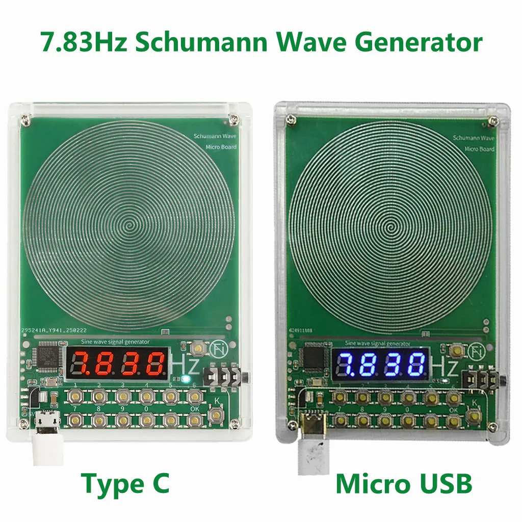 7.83Hz Schumann Generator 0.01Hz-100kHz Adjustable Sine Wave Signal Generator for Relaxation Sleep Type-C Micro USB Interface
