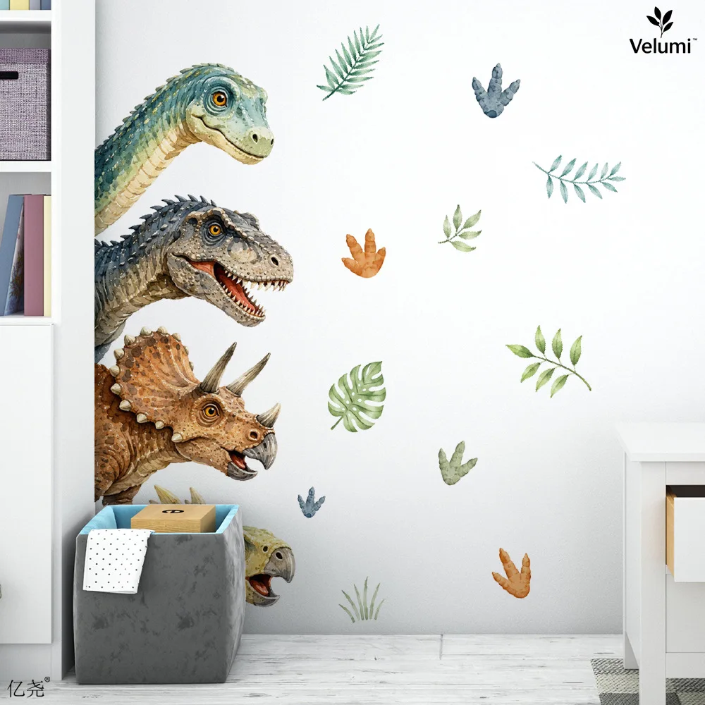 Watercolor Cartoon Dinosaur Wall Stickers Children Bedroom Wall Decor Dinosaur Theme Room Decor Dinosaur Birthday Party Decors