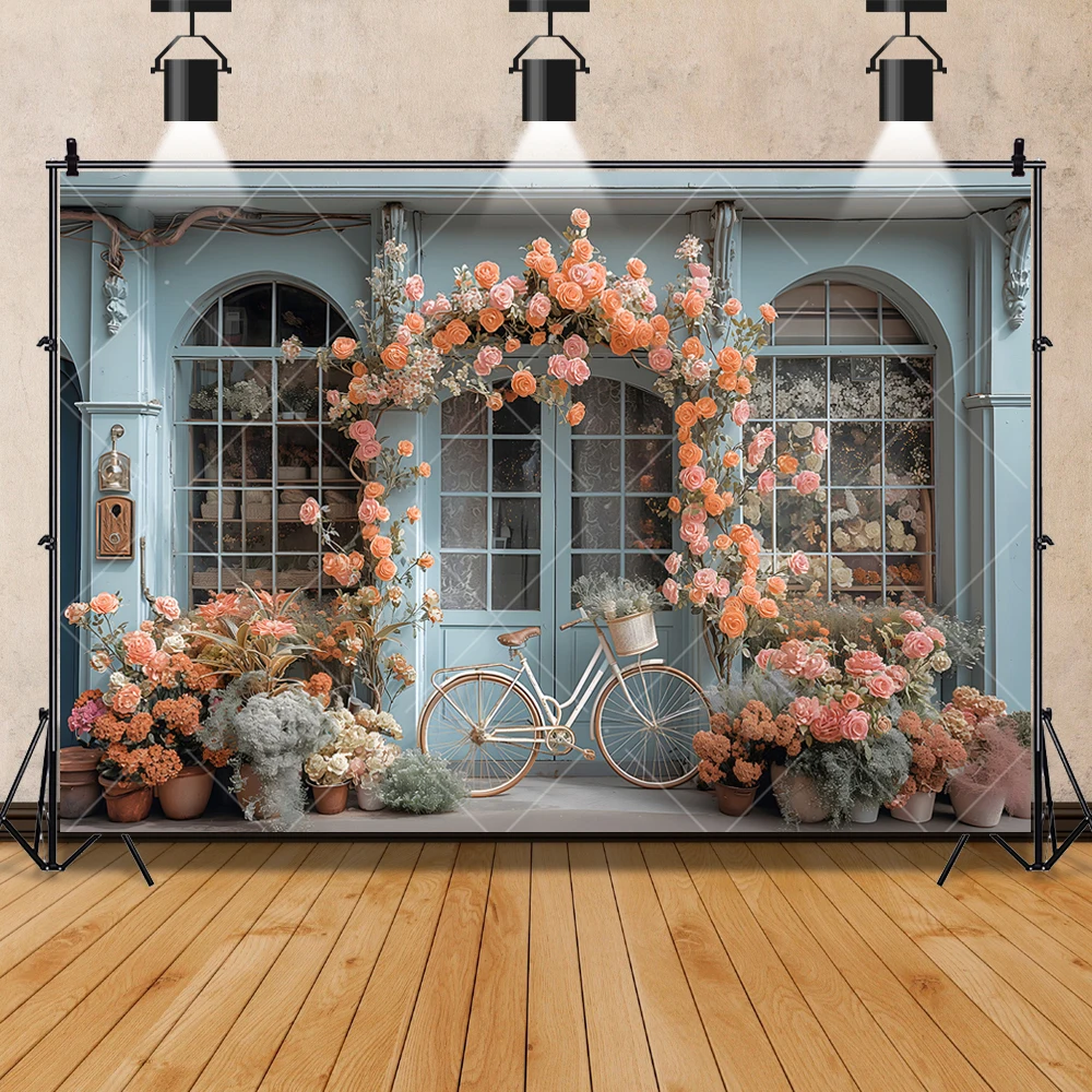 Boho Bloemist Fiets Kleurrijke Bloemen Volwassen Bruiloft Kid Verjaardagsfeestje Achtergrond Aangepaste Kinderkamer Foto Poster Decor Muur Achtergrond