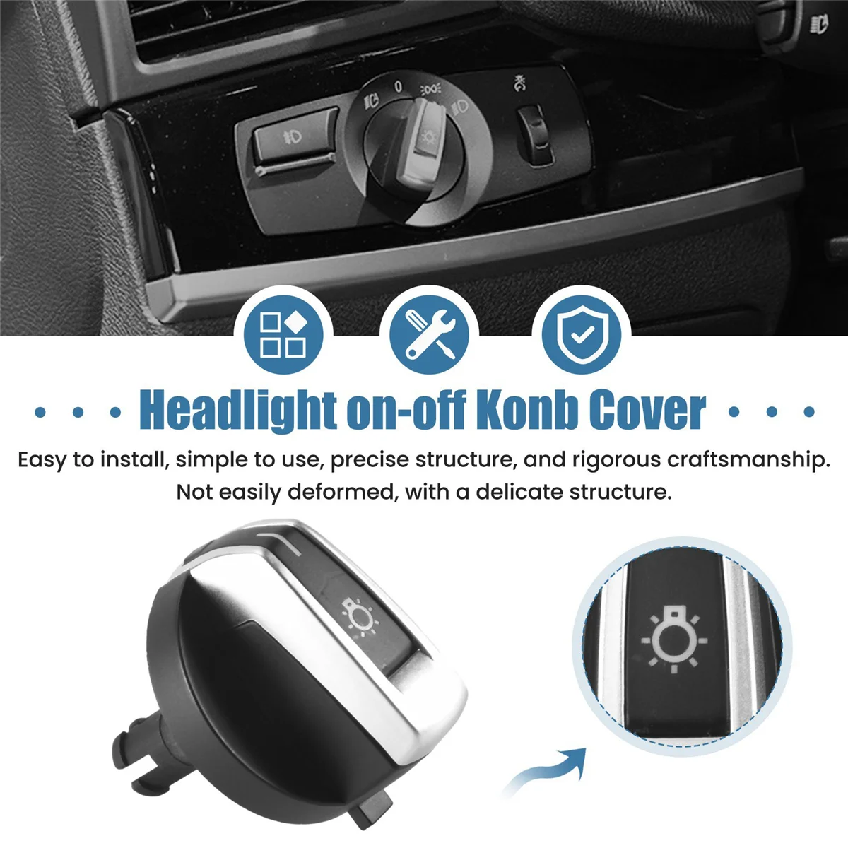 AT77 1 шт., ручка переключателя фар автомобиля, кнопки для BMW 5/7 серии X3 X4 F01 F02 F03 F10 F18 F07 F06 F25 F26 черный