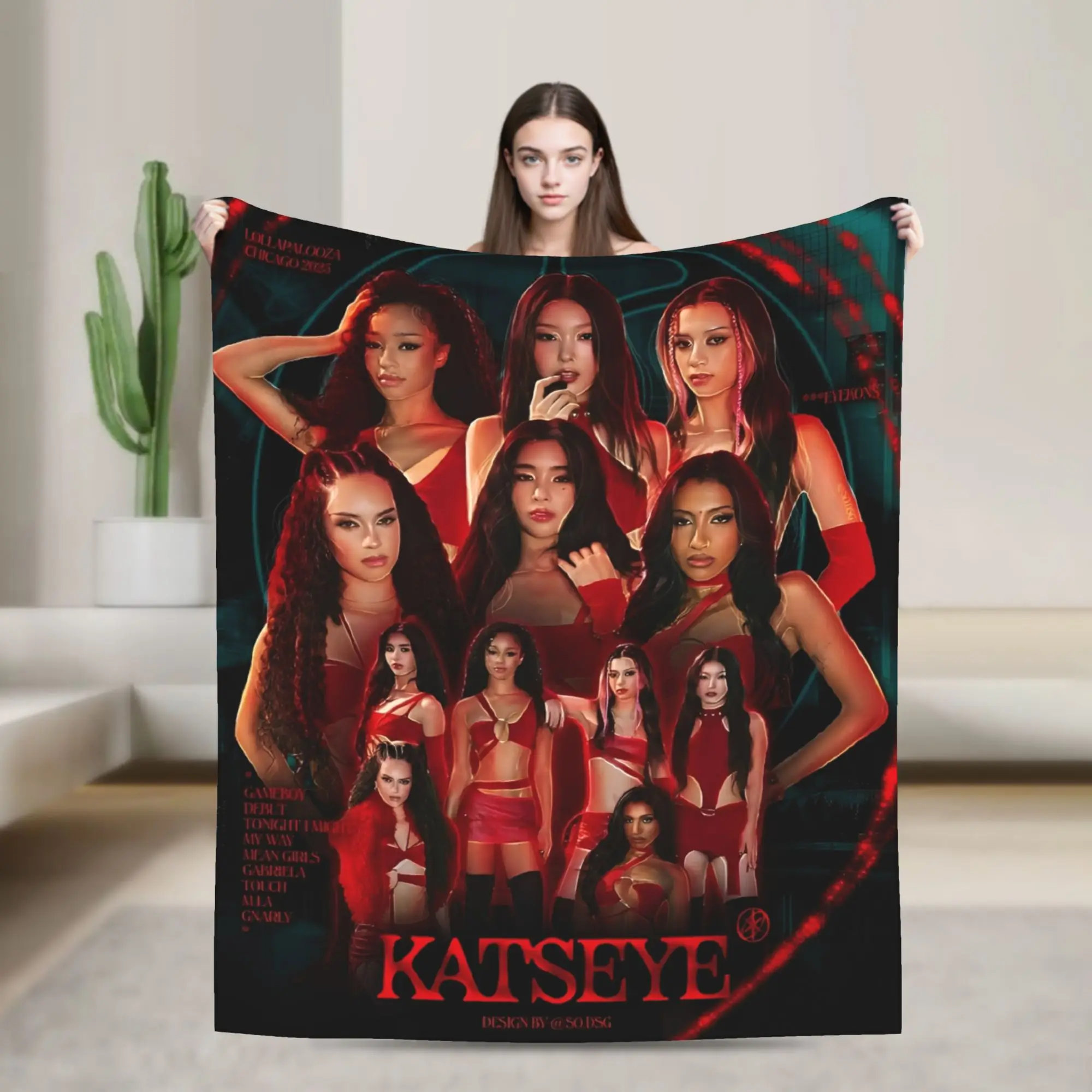 Korean Style KATSEYE  Blanket Multiple Sizes Warm Cozy Fluffy  Throw Blankets for Sofa Couch and Bed