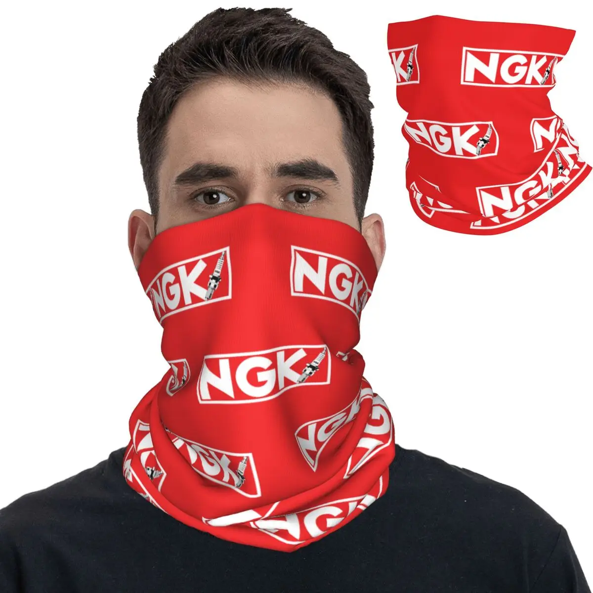 NGK Spark Flag Bandana Neck Cover Car Racing Club Wrap Scarf Multifunctional Face Mask Outdoor Sports Adult Breathable