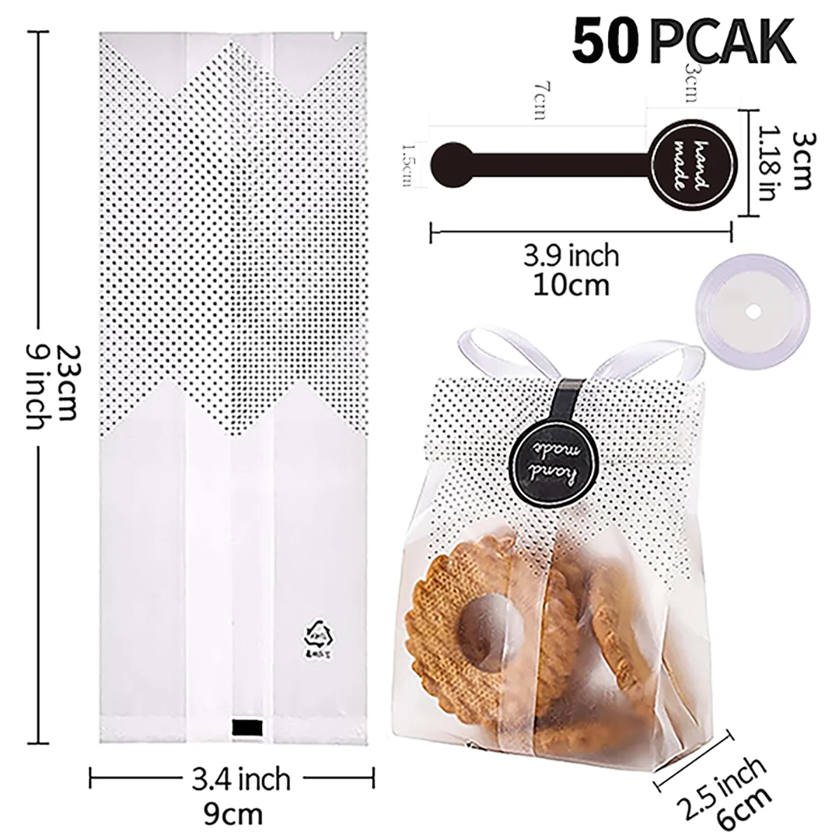 Cookie Bags for Gift Giving Cellophane Clear Treat Bags for Favors Mini Loaf,Bundt Cake,Hot Cocoa Bomb Packaging With Stickers images - 6