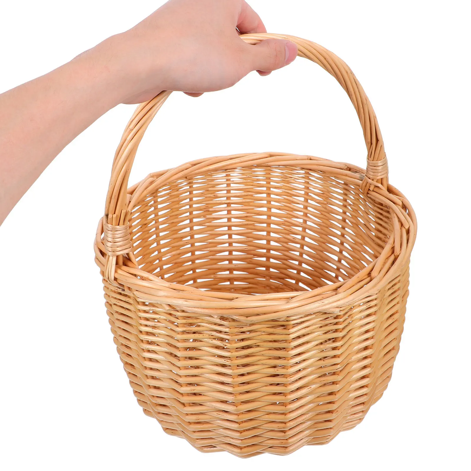 

Плетеная корзина для пикника из ивы, ручной работы, натуральная, для хранения овощей, идеально подходит для хлеба, цветов, детских праздников, винтажная