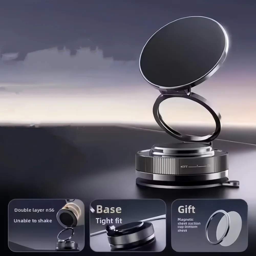 Support de téléphone magnétique 360 °   Support de téléphone portable pour tableau de bord, réglable et pliable, forte ventouse