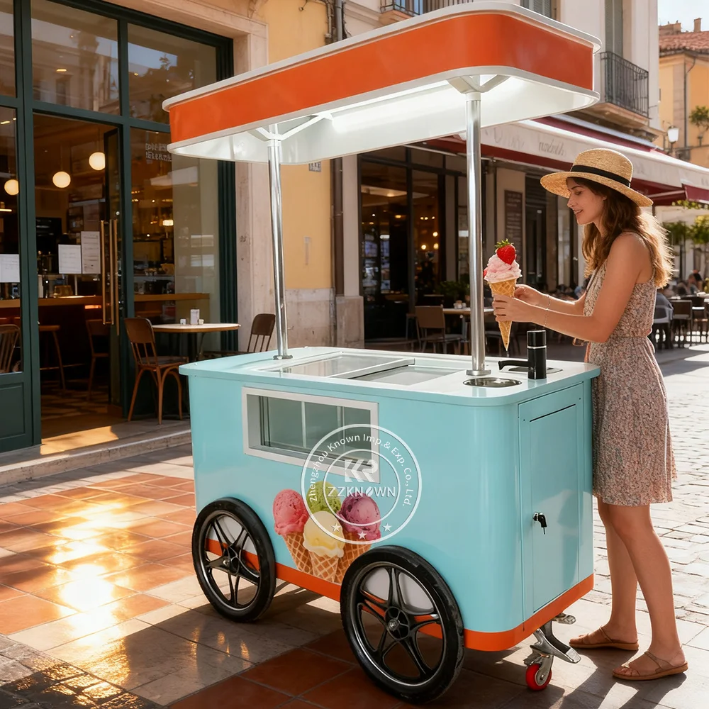 

Ice Cream Display Case Gelato Ice Cream Cart Food Cart Street Food Kiosk Mobile Food Cart Ice Cream Food Truck Push Cart