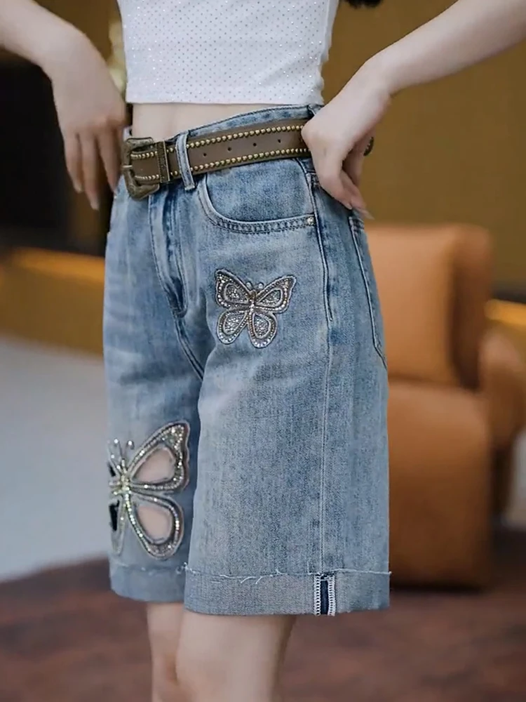 Fashion Plus Size Original Color Denim Shorts for Women 2025 Summer New Arrival Commuting High Waist Slim Jeans Shorts Wh23