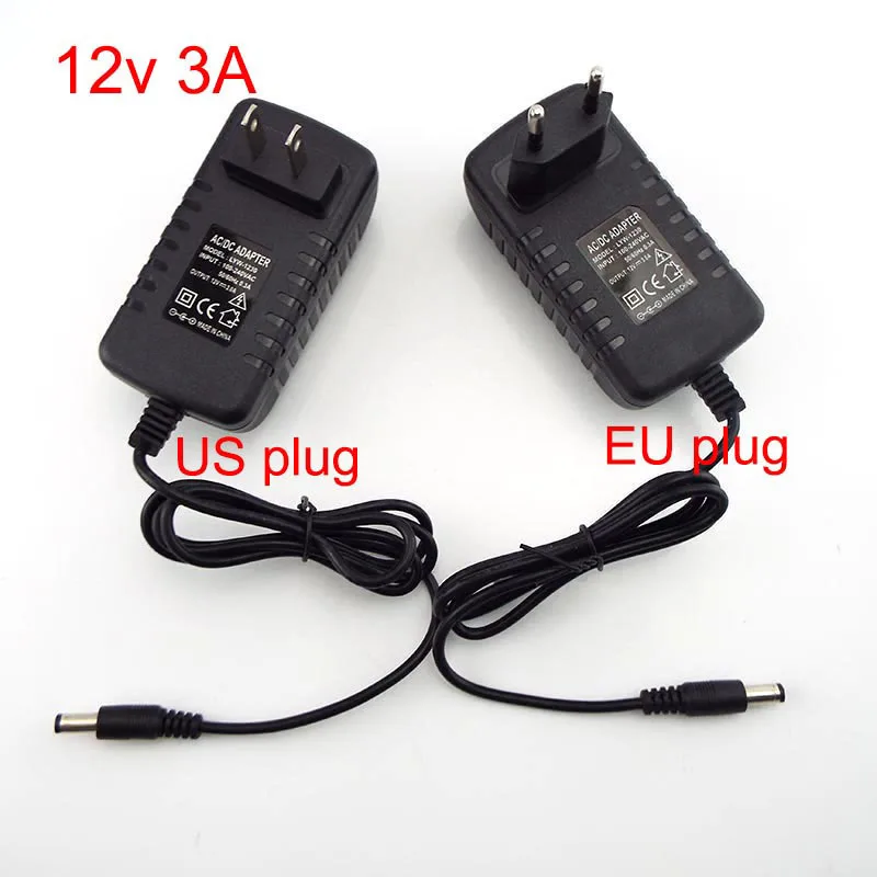 DC Charger Adapter Power Supply Converter Wall Charging Transformer 12V 3A Plug 3000MA AC 100V-240V 5.5 Plug in Switching