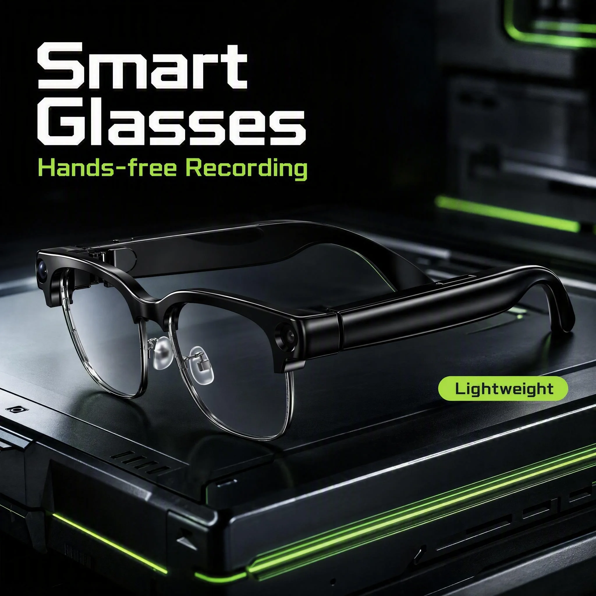 Ai Camera Glasses 8MP with Application Control Multilingual Translation HiFi Music Bluetooth Glasses Women Man Outdoor Cycling