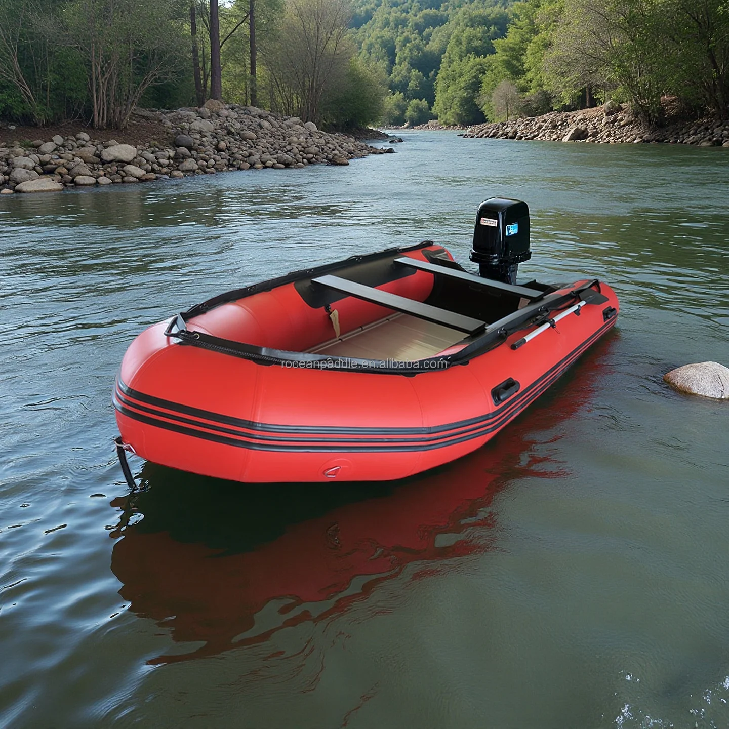 

Надувная лодка красного и черного цвета 3,6 м SFB-360 с ПВХ-материалом и алюминиевым напольным рыбацком