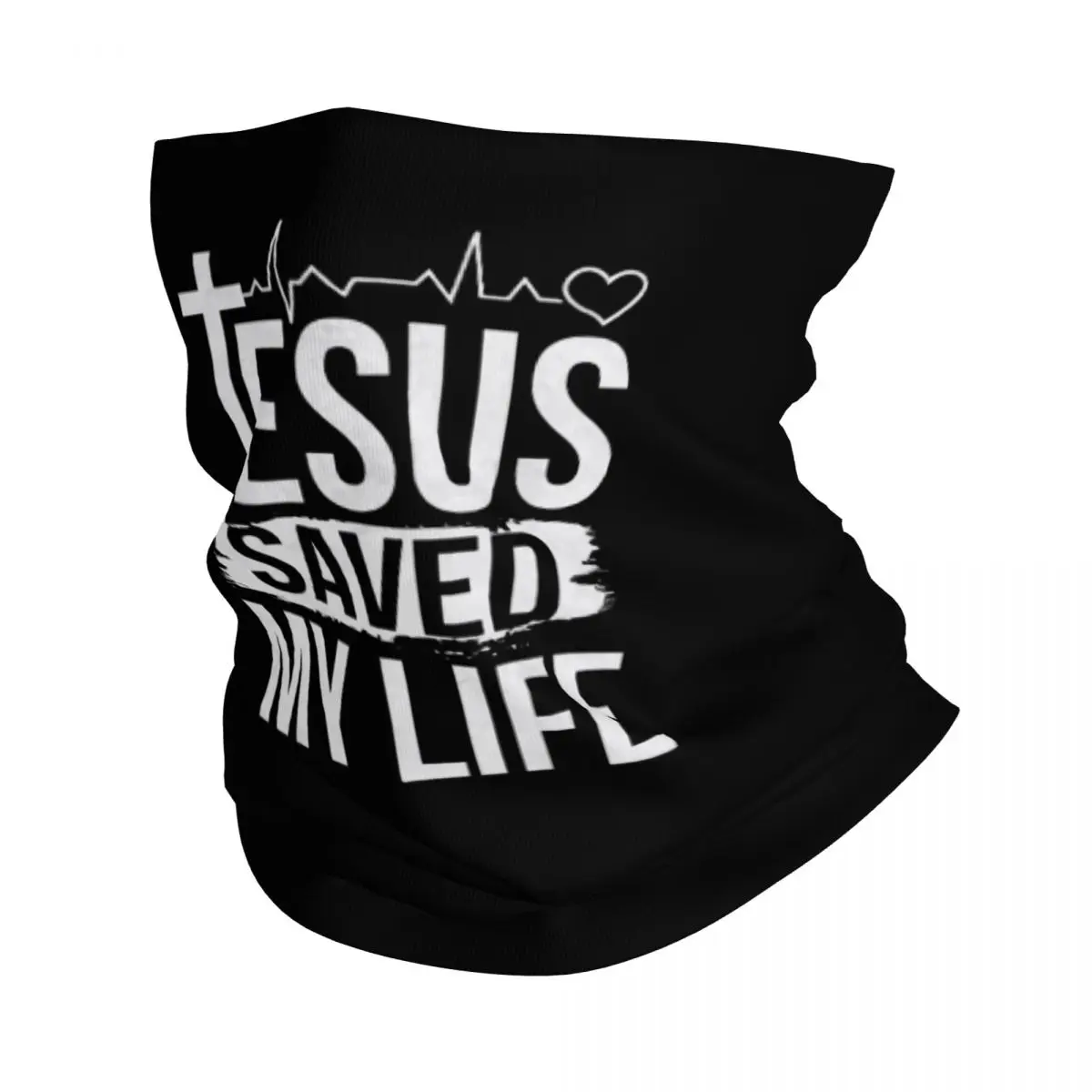 Custom Jesus Saved My Life Bandana Winter Neck Warmer Wrap Face Scarf for Ski Christ Religion Christian Faith Gaiter Headband