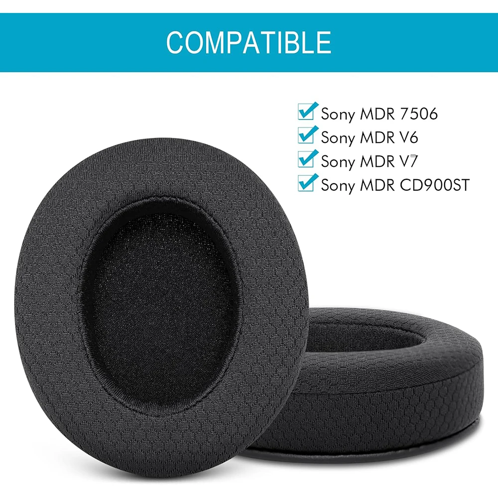 Replacement Ear Pads for Sony MDR 7506 Earpad Mesh Fabric Cushions for MDR V6 V7 MDR-CD900ST Headphones With Memory Foam