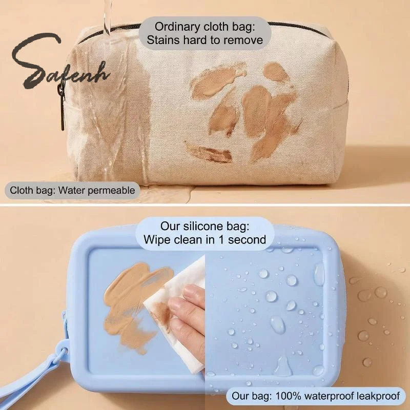 Silicone Organizer Cosmetic Bag Vintage Waterproof Smooth Zipper Earphone Bag Macaron Color Wallet Coin Purse Students